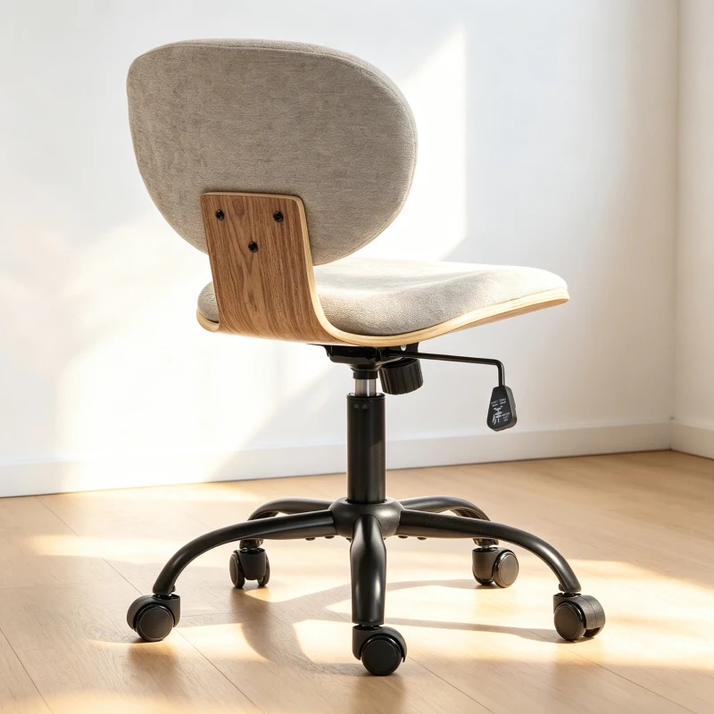 HOMCOM Home Office Desk Chair Rocking Function Ergonomic Swivel Chair with PU Wheels, Light Grey