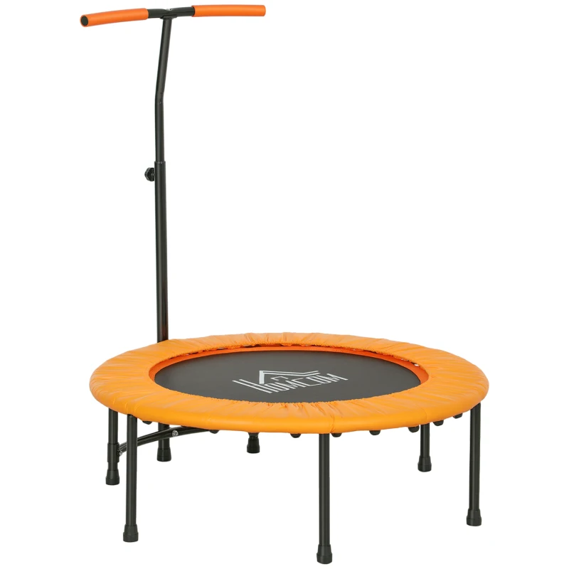HOMCOM 40" Fitness Trampoline with Adjustable Handle, Rebounder Trampoline, Mini Jumper for Indoor Exercise Workout, Orange