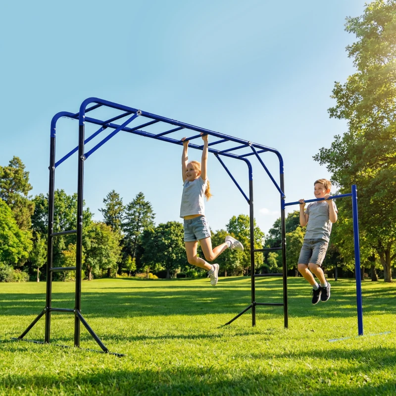AIYAPLAY Klettergerüst Outdoor Kletterturm mit Turnstange Klimmzugstange für 3-8 Jahre Kinder bis 150kg 250x190x180 cm Schwarz