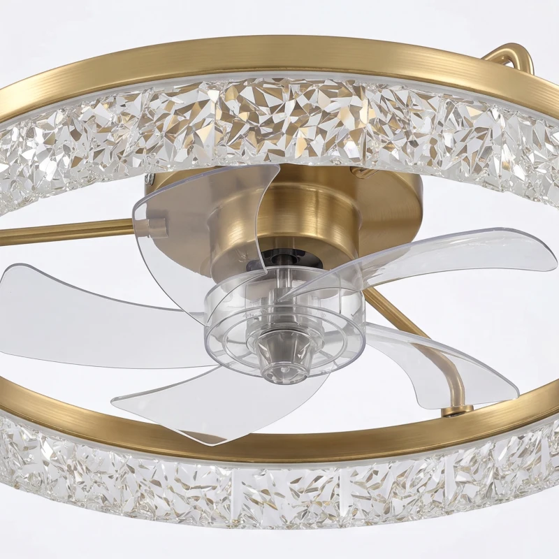 HOMCOM Ceiling Fan with Lights, Dimmable LED Mount Ceiling Fan Light with Remote App Control for Bedroom, Gold Tone