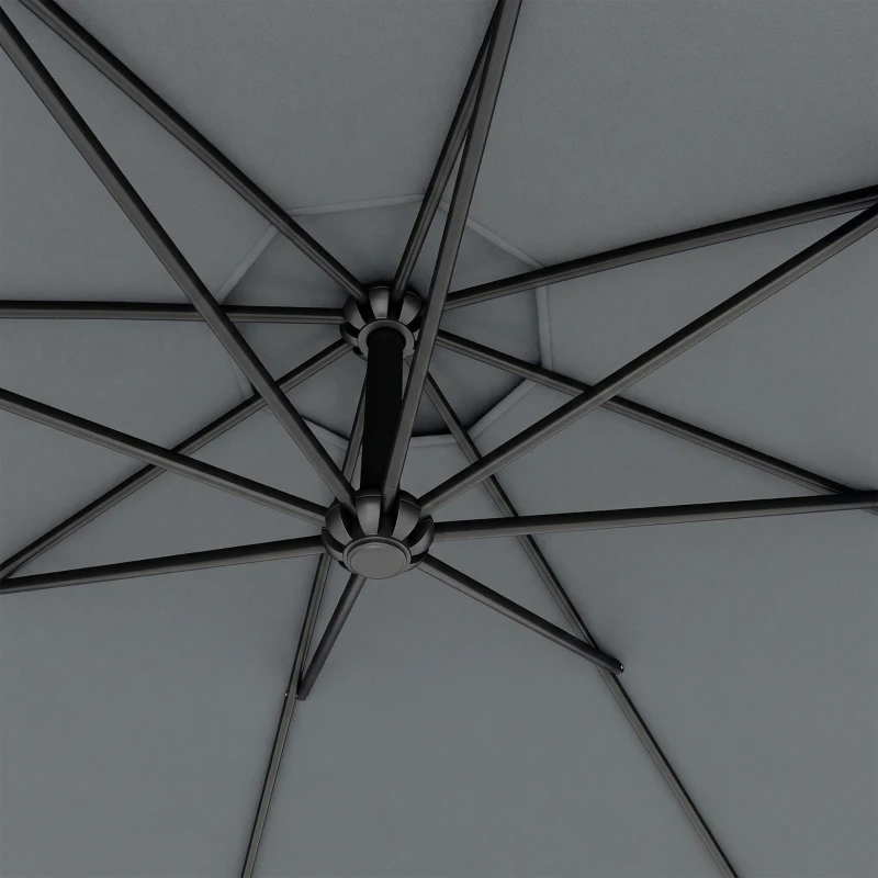 Outsunny 3m Overhanging Parasol, with Base, Weights and Cover - Dark Grey