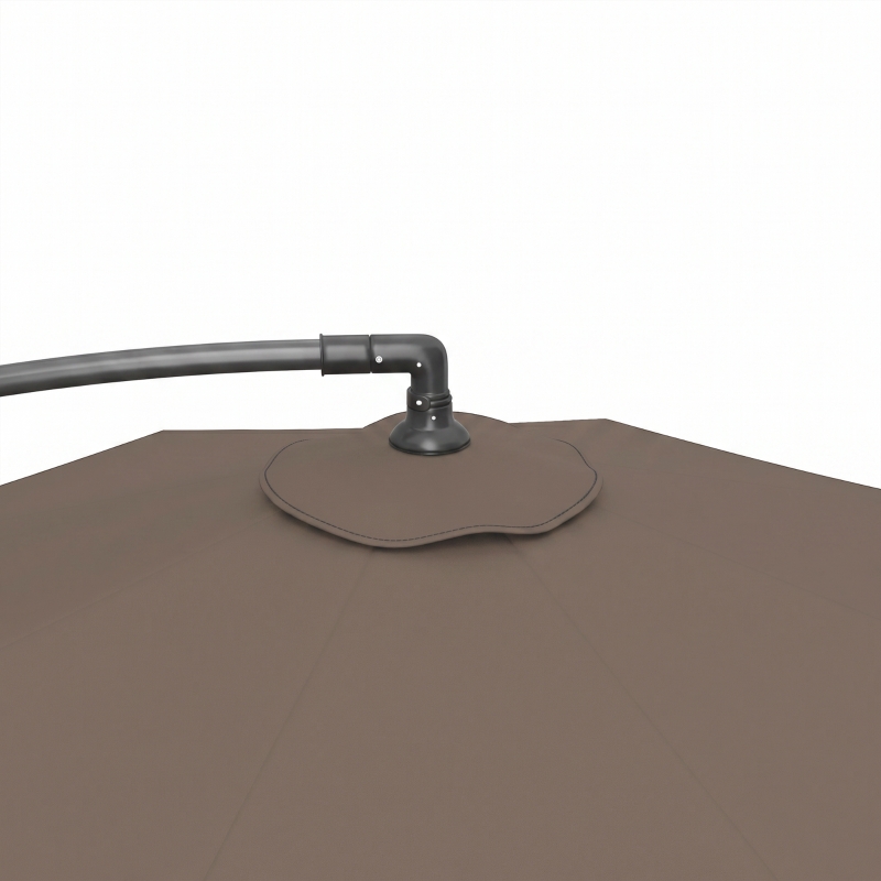 Outsunny 3m Overhanging Parasol, with Base, Weights and Cover - Coffee