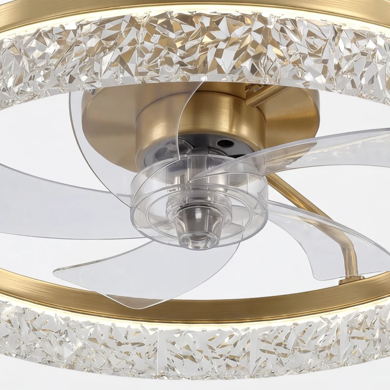 HOMCOM Ceiling Fan with Lights, Dimmable LED Mount Ceiling Fan Light with Remote App Control for Bedroom, Gold Tone