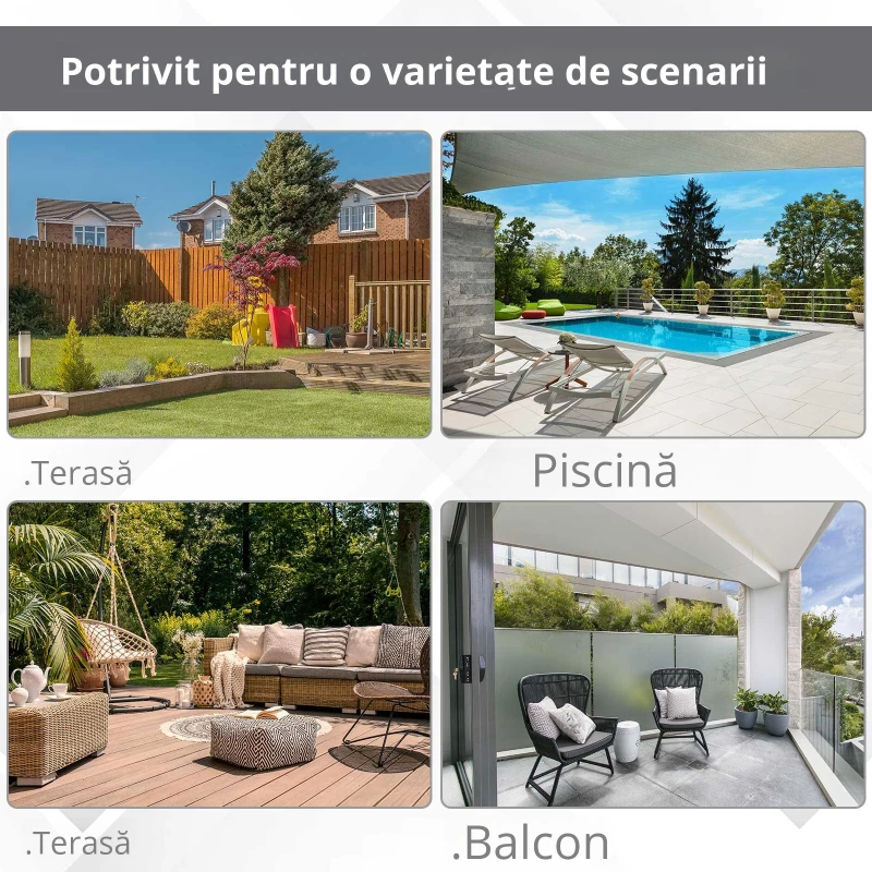 Outsunny Umbrela dubla din poliester Anti-UV impermeabil bej 440x270x250cm