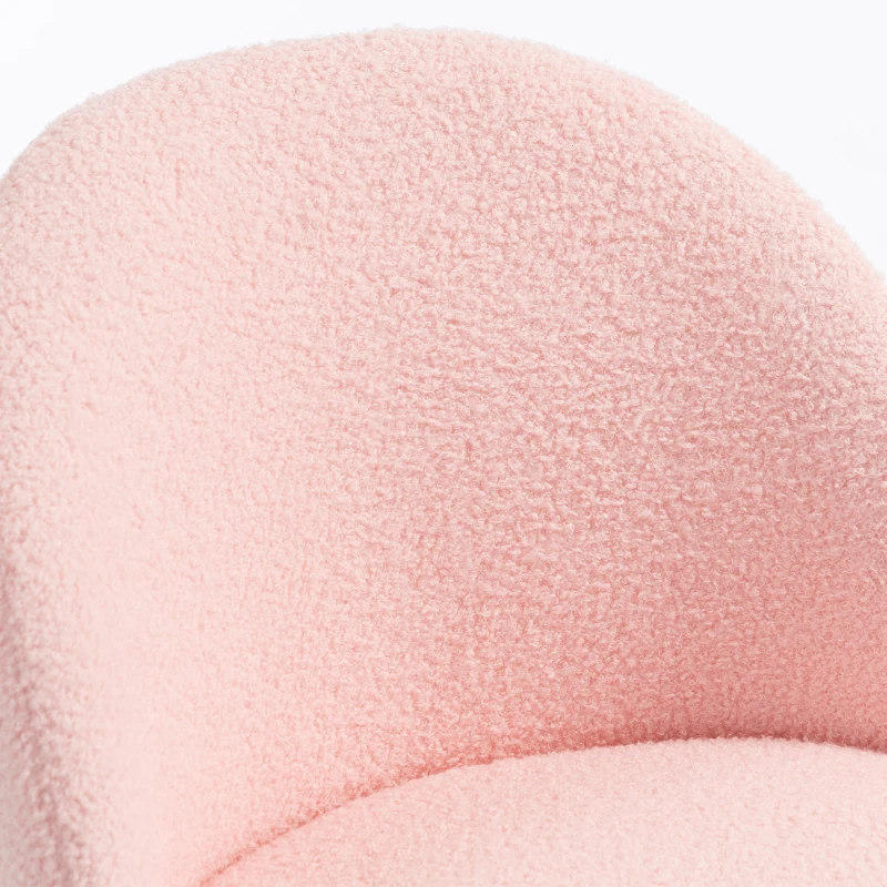 HOMCOM Draaibare bureaustoel van teddy-fleece, in hoogte verstelbaar, met wielen, comfortschuim, roze