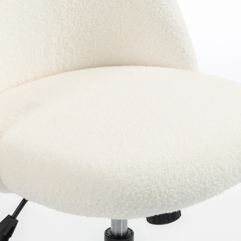 HOMCOM Draaibare bureaustoel met teddyfleece, in hoogte verstelbaar, met wieltjes, comfortschuim, crème