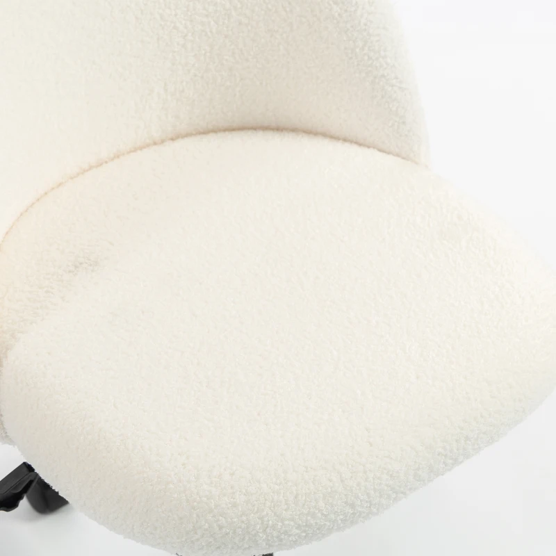 HOMCOM Draaibare bureaustoel met teddyfleece, in hoogte verstelbaar, met wieltjes, comfortschuim, crème