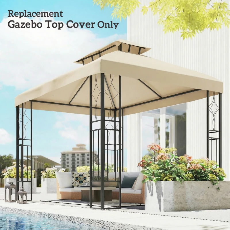 Outsunny Teto de Reposição 4x3 m com Teto Duplo Orifícios de Drenagem e Proteção UV Apenas Teto NÃO Inclui Estrutura Creme