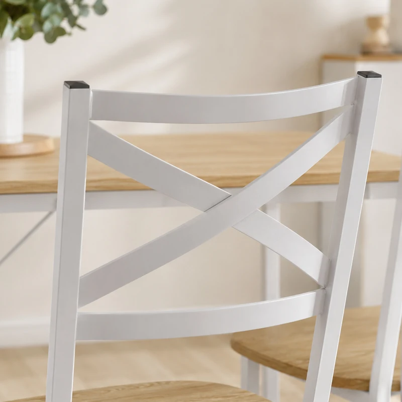 HOMCOM Conjunto de Mesa y Comedor con 4 Sillas, Mesa de Cocina con Sillas para 4 Personas, Madera Natural y Blanco