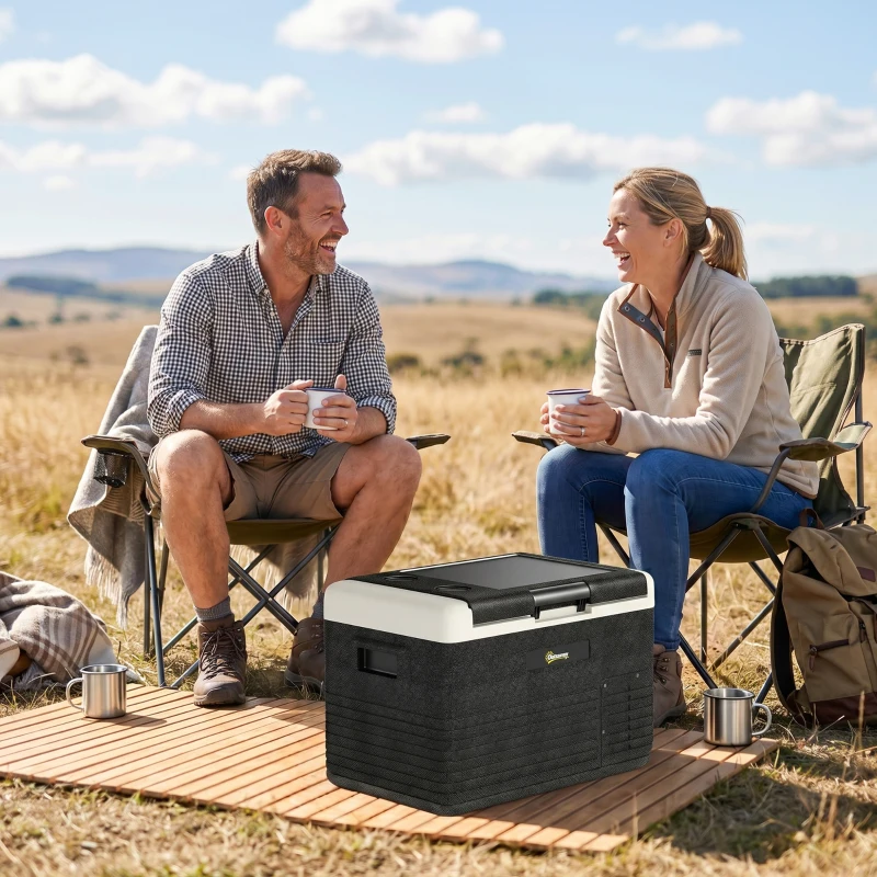 Outsunny 30L Portable Car Refrigerator - Grey and Black