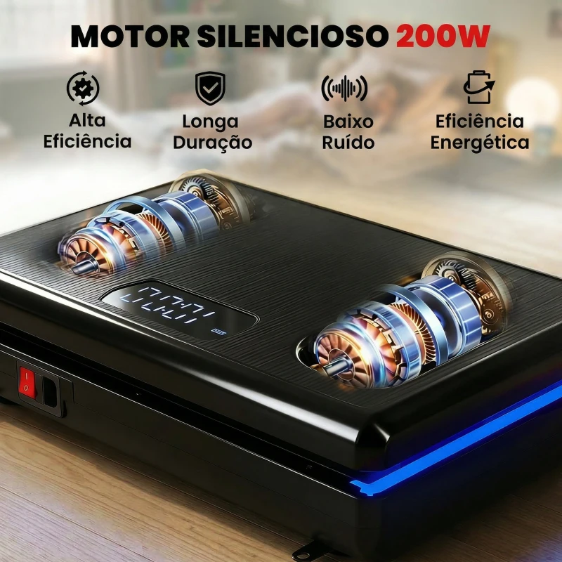 SPORTNOW Plataforma Vibratória com 120 Velocidades 5 Programas Ecrã LED Luz Controlo Remoto e 2 Bandas Elásticas 48x32x13 cm Preto