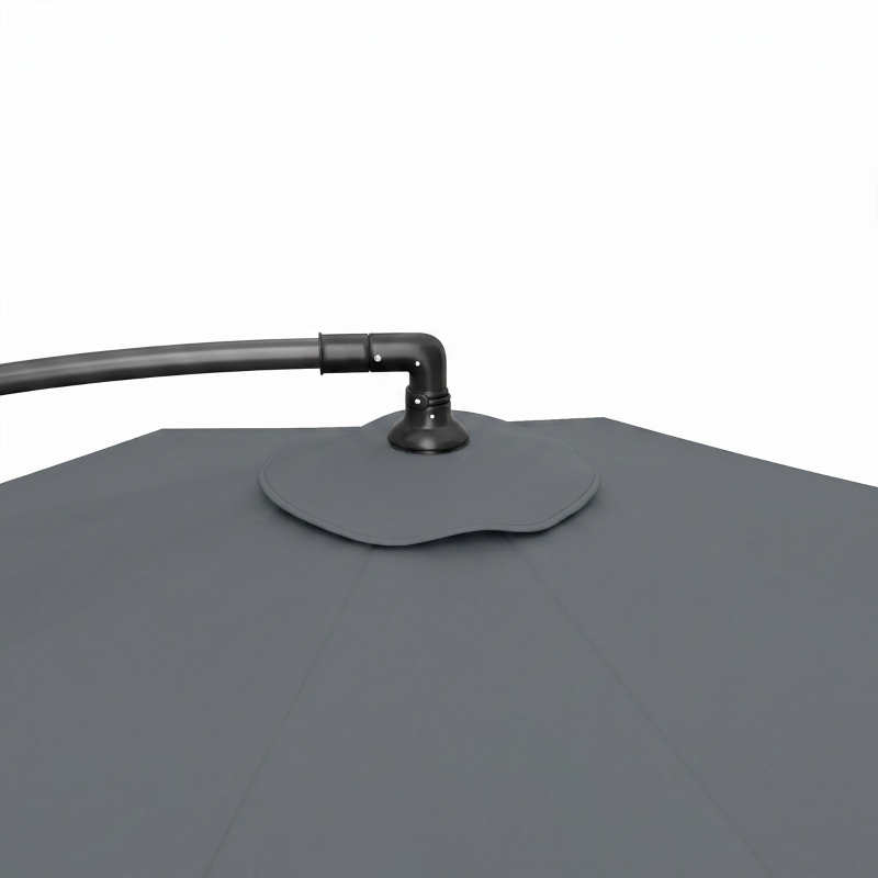 Outsunny 3m Overhanging Parasol, with Base, Weights and Cover - Dark Grey