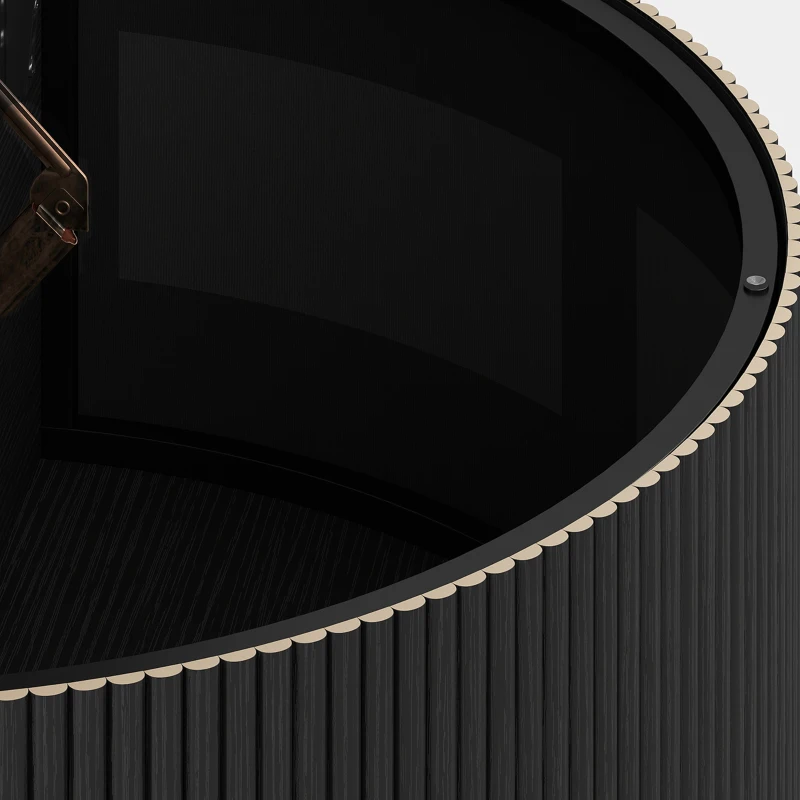 HOMCOM Coffee Table with Lift Top and Hidden Storage, Round Centre Table with Fluted Sliding Door, 80 cm, Black Wood Effect