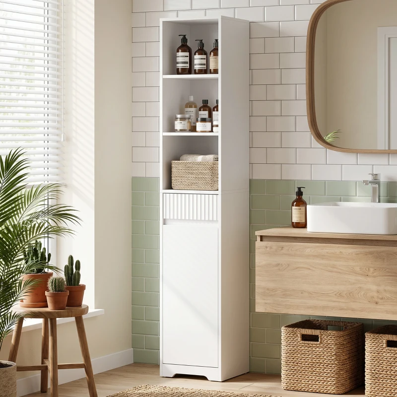 HOMCOM Mobile da Bagno Alto, Mobile Autoportante con Ripiano Regolabile