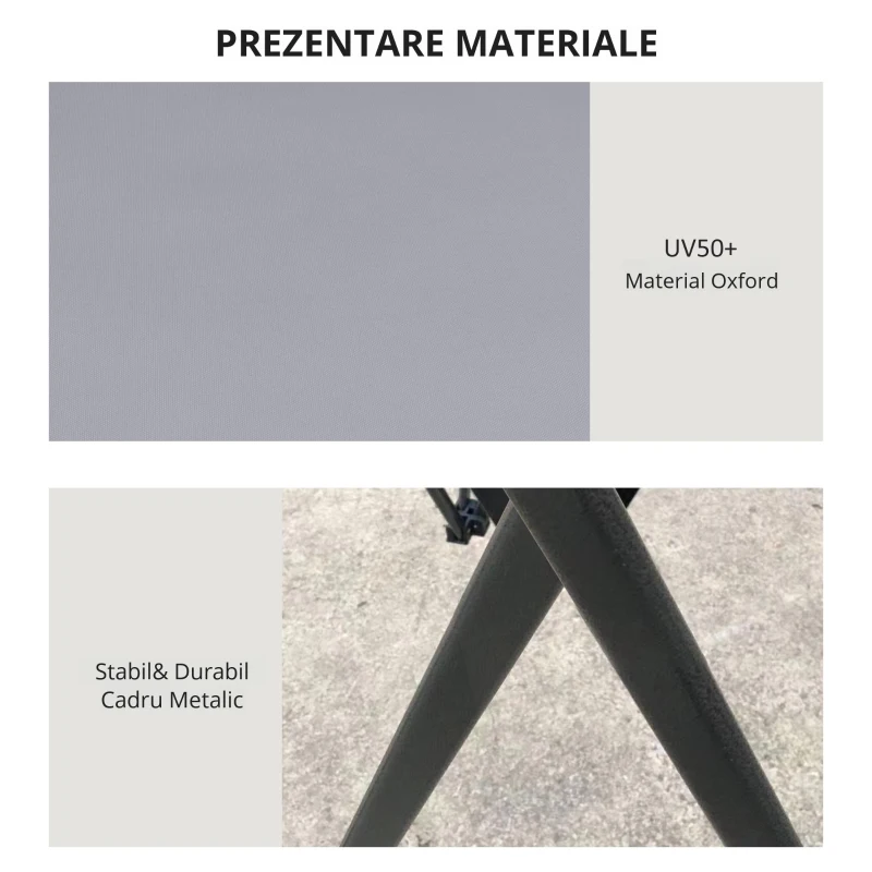 Outsunny Cort pliabil pop-up cu înălțime reglabilă Protecție UV50+ dublu acoperiș și plasă anti-țânțari 4x4x2,8 m gri deschis