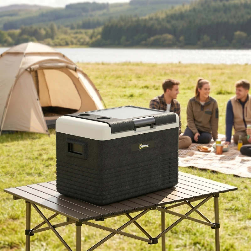 Outsunny 30L Portable Car Refrigerator - Grey and Black