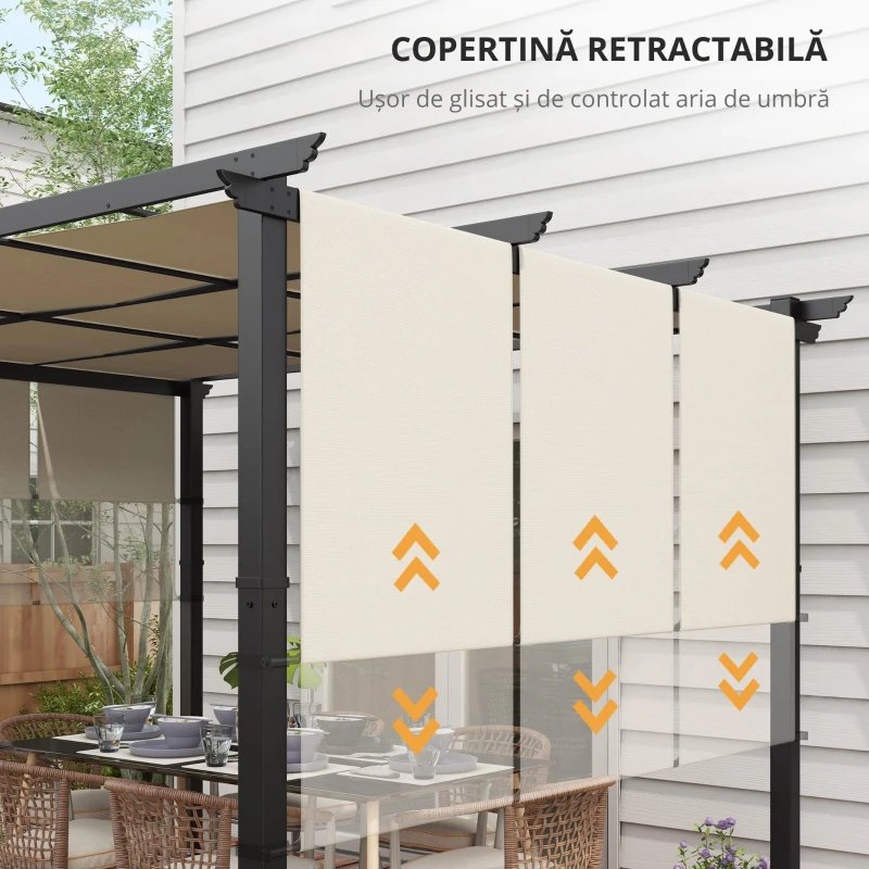 Outsunny Protecție solară tip copertină. Pergolă, rezistentă la intemperii, incl. material de fixare, 3 x 3,5 m, Bej