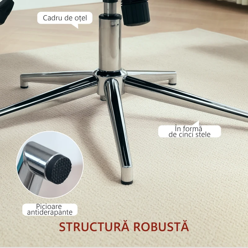 HOMCOM Fotoliu de Salon Rotativ cu Mânere, din Catifea, cu Funcție de Legănare și Înălțime Reglabilă, Gri Închis