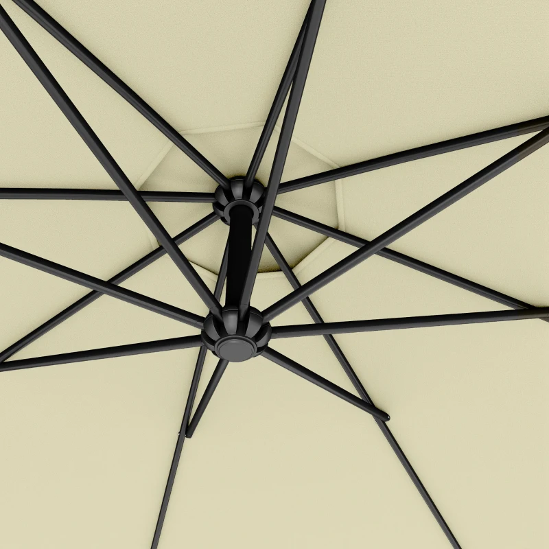 Outsunny 3m Overhanging Parasol, with Base, Weights and Cover - Sand brown