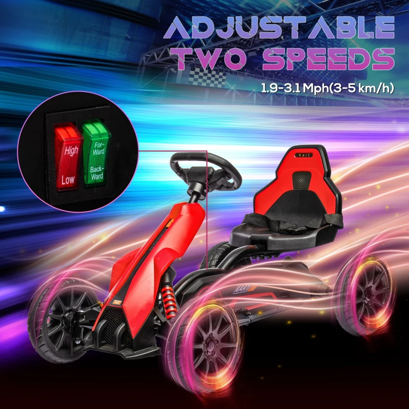 HOMCOM Elektro Go-Kart für Kinder 3-5km/h Gokart mit 2-Fach verstellbarem Geschwindigkeit, Sicherheitsgurt, EVA-Räder für 3-8