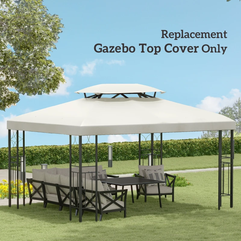 Outsunny Copertura per Gazebo da Giardino Tetto Sostitutivo Anti-UV Impermeabile in Poliestere 3x4m, Beige