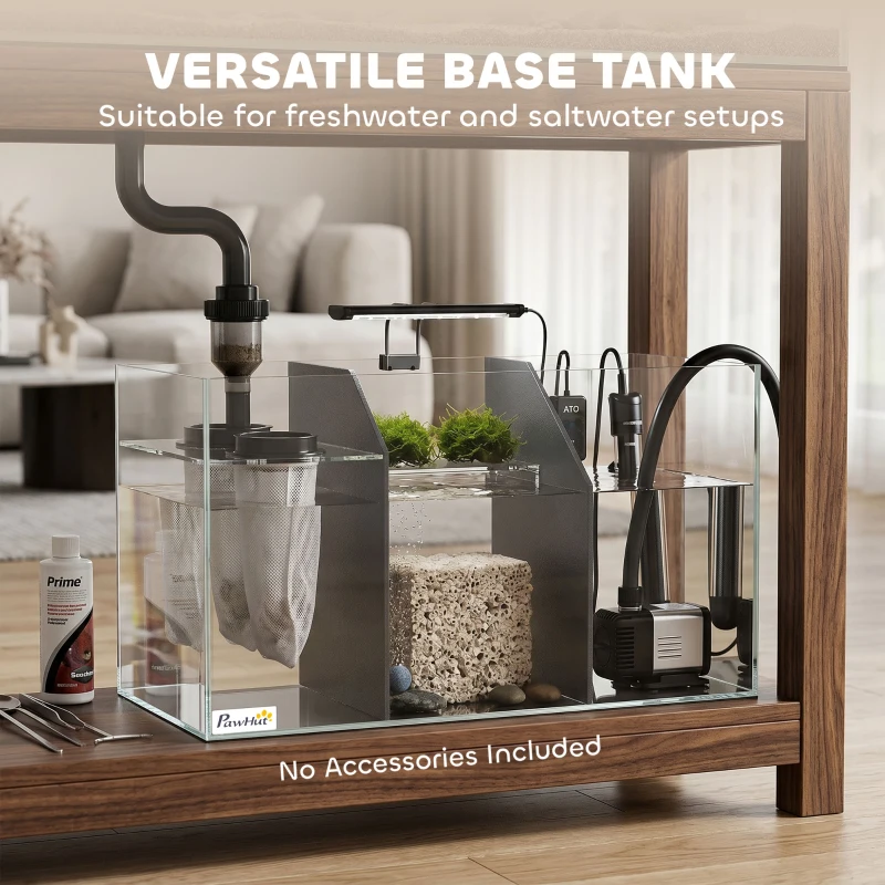PawHut Aquarium 43L en Verre Trempé avec Tapis de Protection Pour Poissons, Crevettes, Tortues, 50 x 30 x 30 cm, Transparent