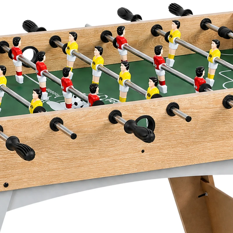 SPORTNOW 4ft Table Football, Foosball Game Table with 22 Players, 2 Balls and Manual Scorers for Family, Natural Wood Finish