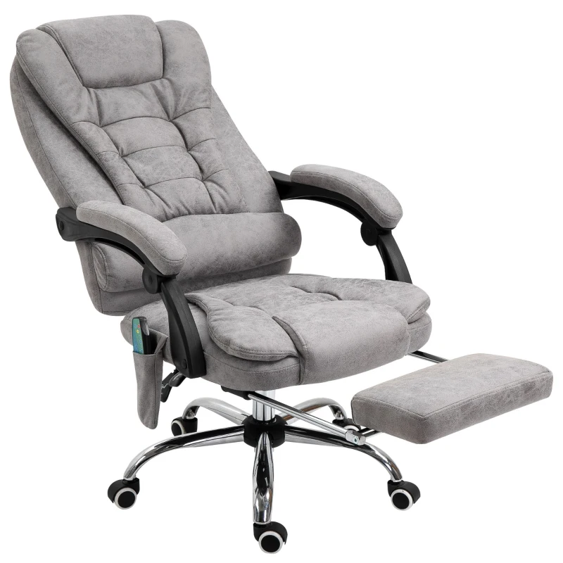 Vinsetto Bureaustoel met Massagefunctie, Ergonomische Bureaustoel met Leun- & Warmtefunctie, Afstandsbediening, Grijs(m-11)