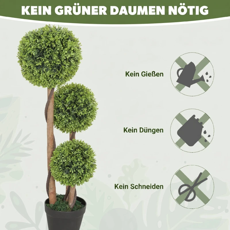 HOMCOM Kunstbuxus 2-delig, kunstplant, realistisch uiterlijk, voor buiten, groen + zwart