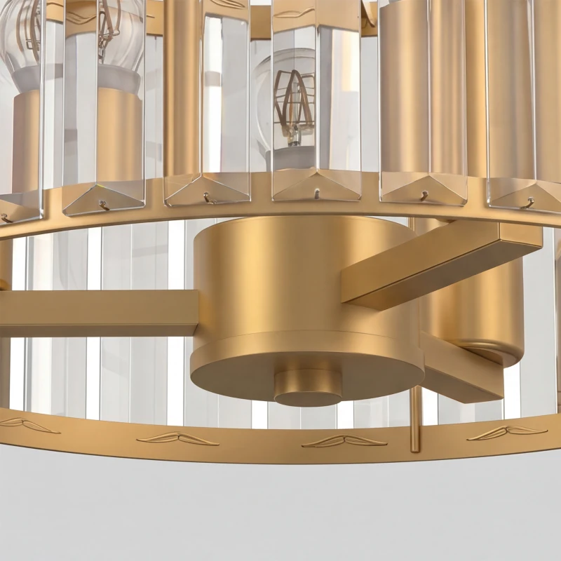 HOMCOM Semi Flush Mount Modern Crystal Chandelier Ceiling Light, Crystal Ceiling Light Fixture with E14 Base, Gold