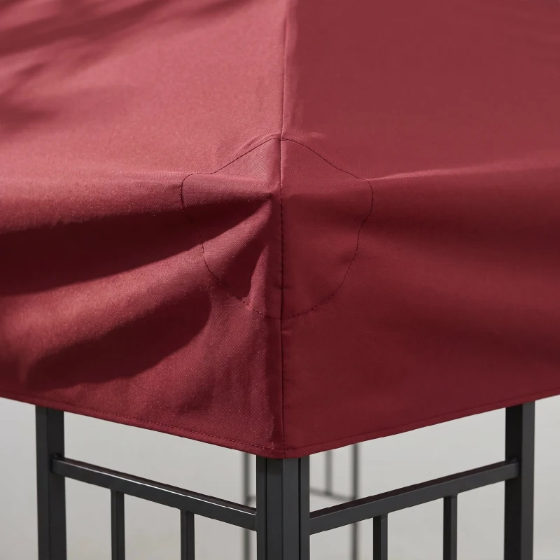 Outsunny Acoperiș de Rezervă pentru Foișor 3x3 m pe Două Niveluri și Anti-UV din Poliester cu Ventilație, Roșu