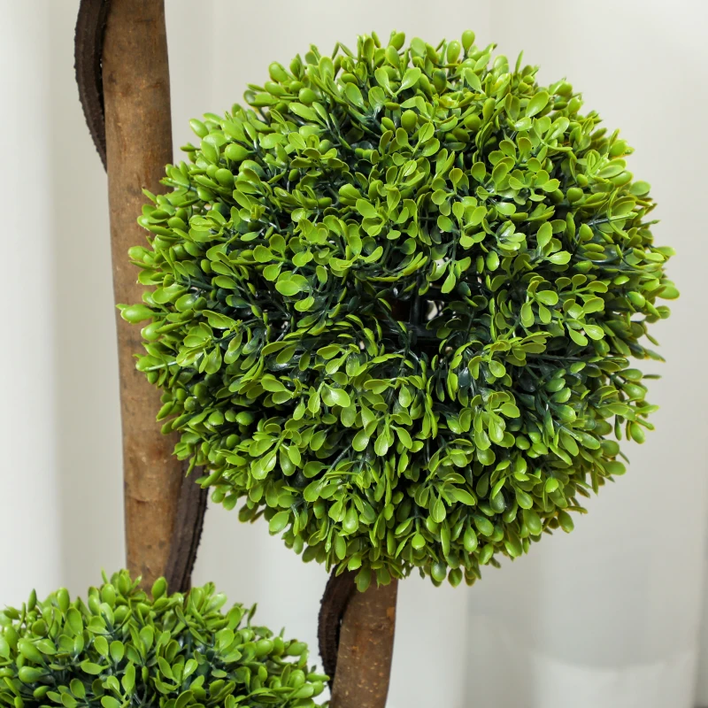 HOMCOM Kunstbuxus 2-delig, kunstplant, realistisch uiterlijk, voor buiten, groen + zwart