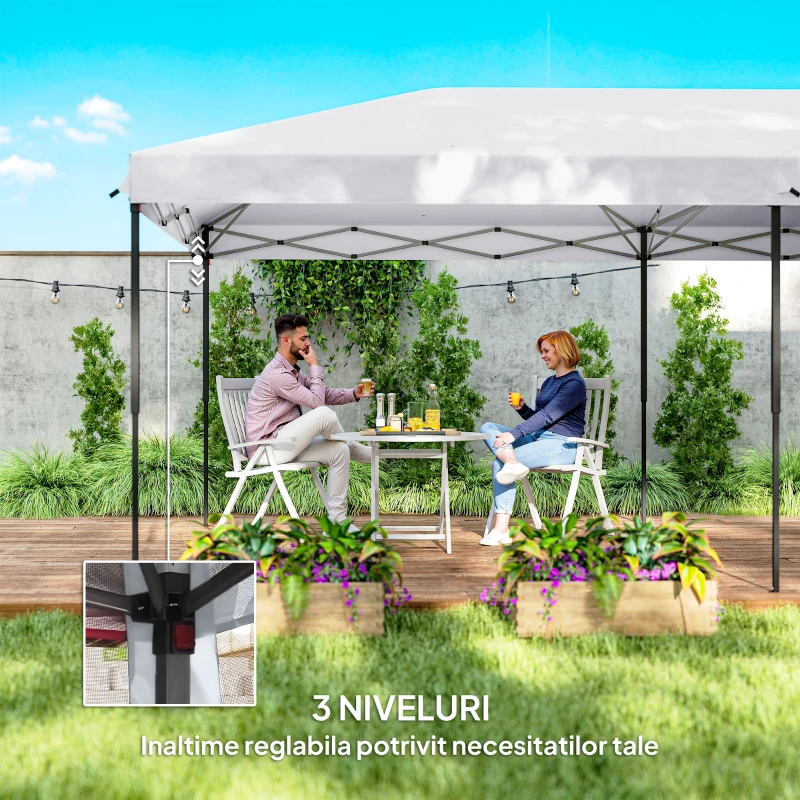 Outsunny Foisor de Gradina cu Plasa de Tantari, Alb, 3 X 6m