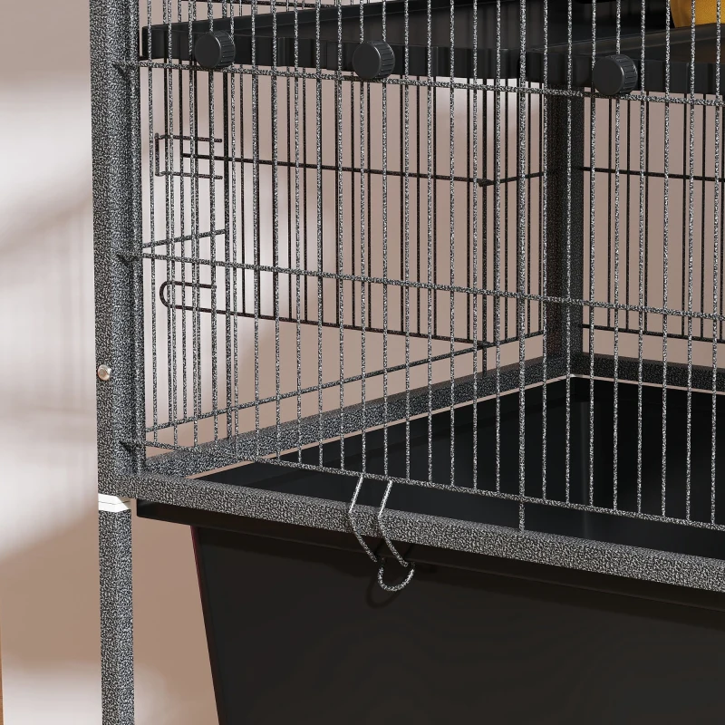 PawHut Gaiola para pequenos animais, gaiola para animais de estimação com 5 níveis, rampas antiderrapantes, rede, 88 x 48 x 150,5 cm, Cinza escuro