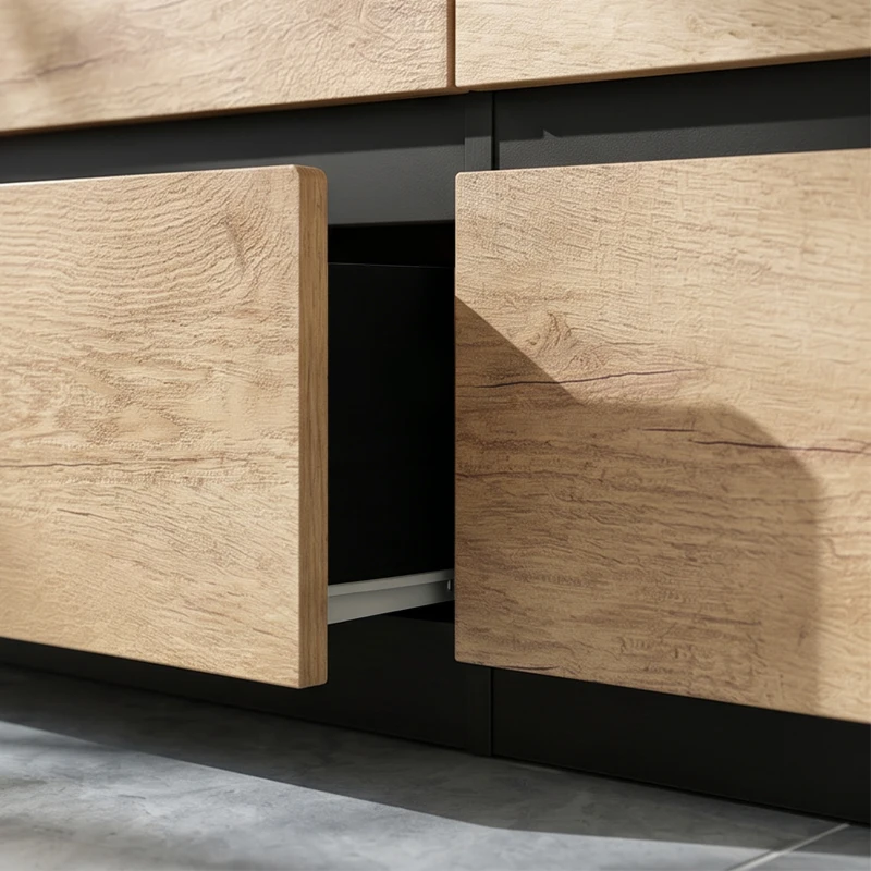 HOMCOM Cómoda 6 cajones mueble de almacenamiento sin tiradores diseño minimalista 120 x 39 x 75 cm negro y roble