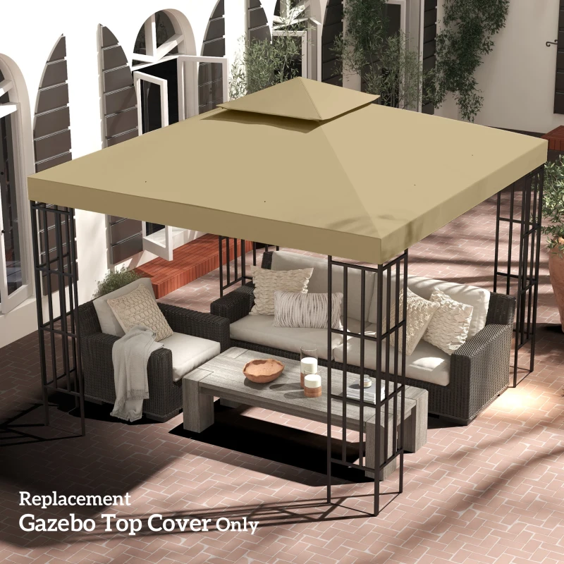 Outsunny Acoperiș de Rezervă pentru pavilion de Grădină Pânză de Rezervă pentru pavilion tonel Tendă 3 x 3 m Bej