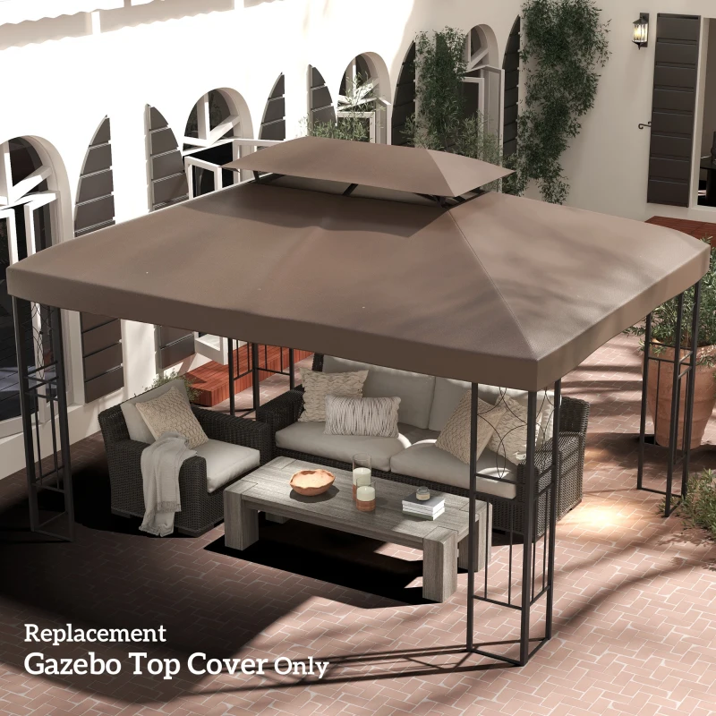 Outsunny Copertura per Gazebo da Giardino Tetto Sostitutivo Anti-UV Impermeabile in Poliestere 3x4m, Marrone