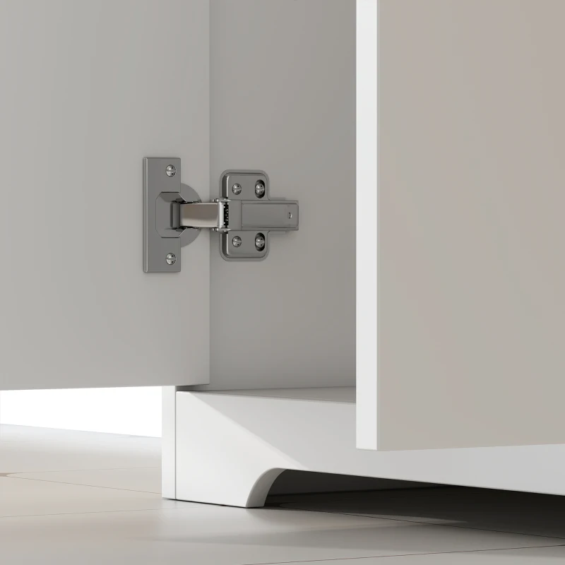 HOMCOM Meuble de salle de bain haut, 2 portes à fermeture douce, tiroir, 3 compartiments ouverts et étagères réglables, blanc