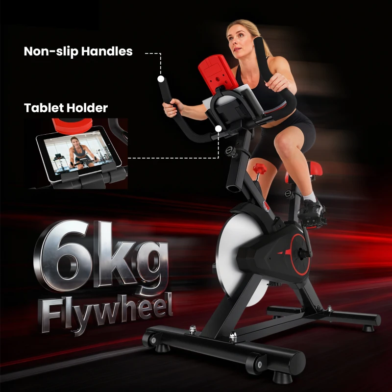 HOMCOM Indoor Upright Exercise Bike Machine, with Adjustable Seat, Resistance, Handlebar, LCD Display