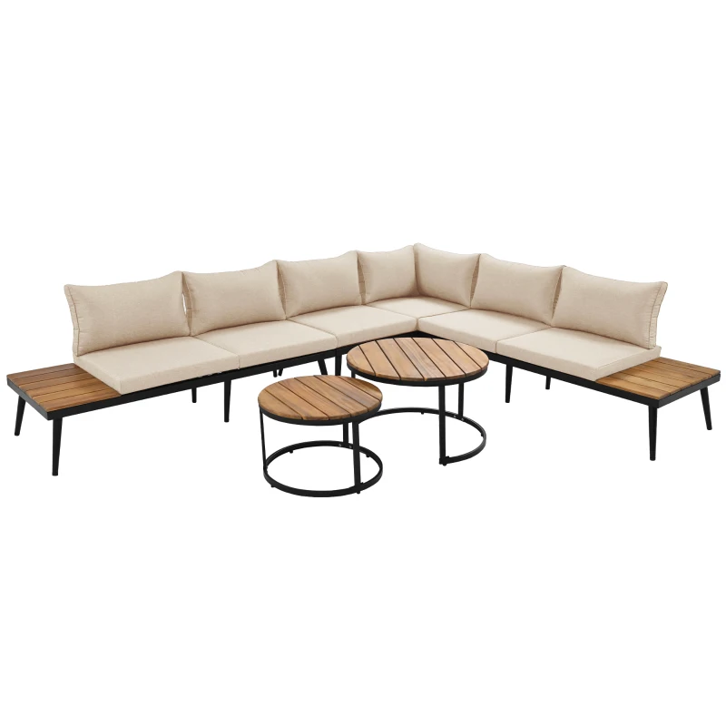 Modular Garden Sofa Set with Washable Zip-Off Cushion Covers, Versatile Garden Lounge Set for Patio, 160L × 64W × 75H cm, Gray