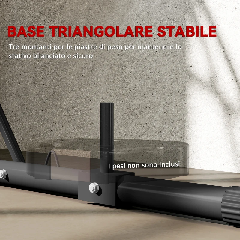 SPORTNOW Supporto Sacco da Boxe Regolabile in Altezza e Autoportante con Base Triangolare, 170x90x182-225 cm, Nero