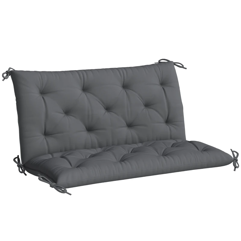 Outsunny Pernă de Grădină în Stil Capitonat pentru 2 Persoane, cu 6 Legături, din Bumbac și Poliester, 150x98x8 cm, Gri Închis