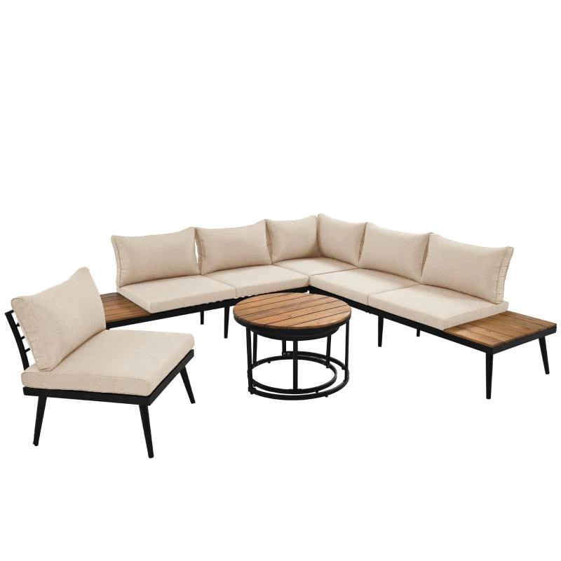 Modular Garden Sofa Set with Washable Zip-Off Cushion Covers, Versatile Garden Lounge Set for Patio, 160L × 64W × 75H cm, Gray