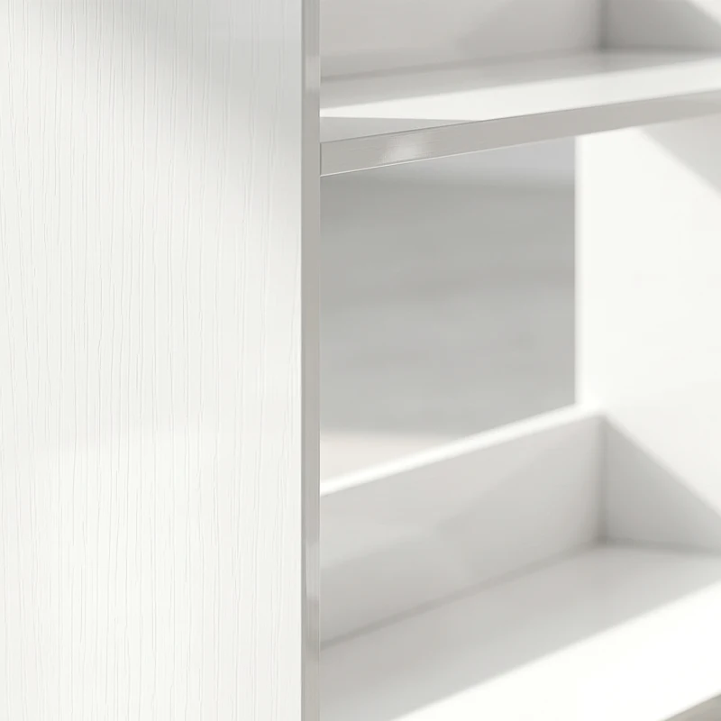 HOMCOM Boekenkast met 7 Lagen, L-vormig Hoekrek met Anti-slip Achterwand, Wit met Houtlook