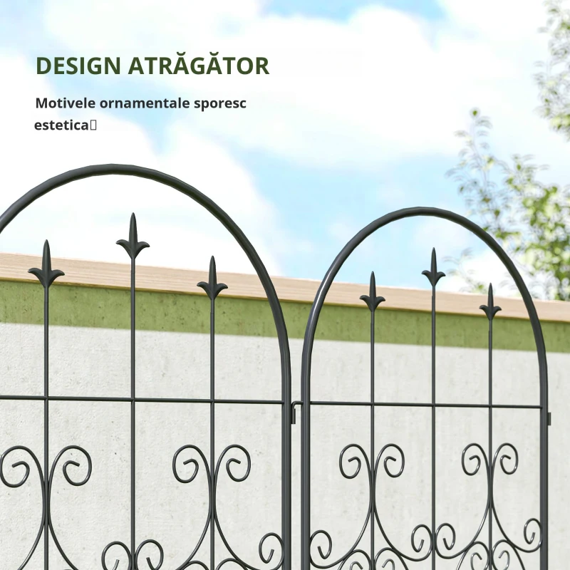 Outsunny Set de 2 Suporturi pentru Plante Cățărătoare, Trelițe de Grădină, pentru Legume, Viță-de-vie, Flori, din Metal, 50 x 180 cm, Negru
