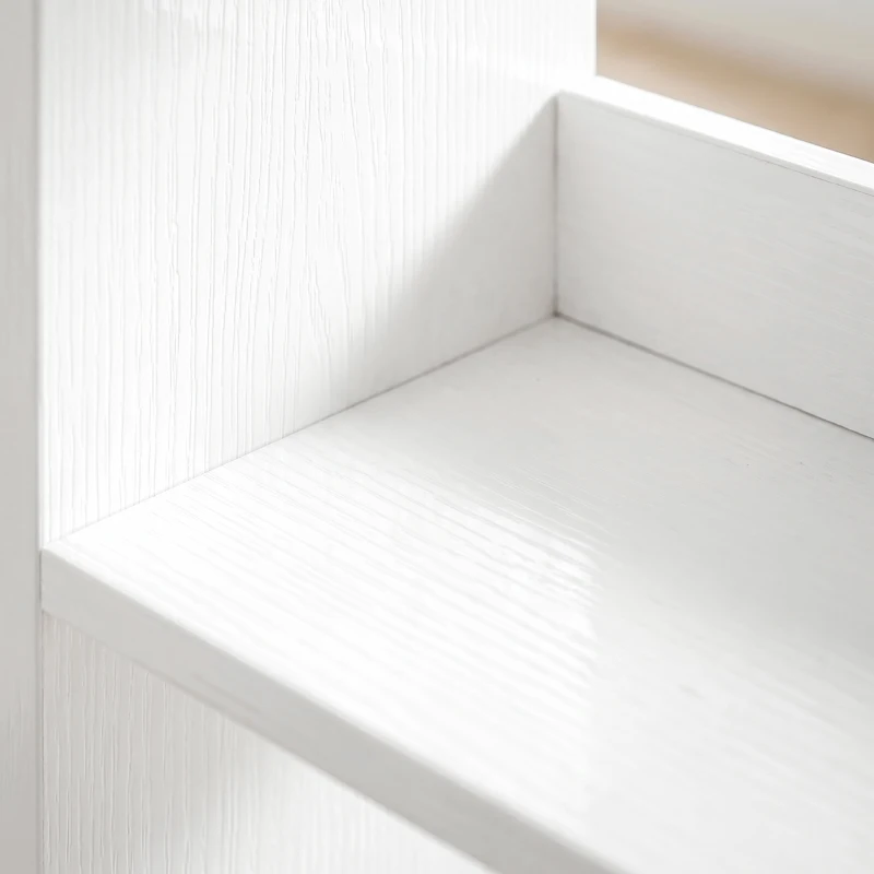 HOMCOM Boekenkast met 7 Lagen, L-vormig Hoekrek met Anti-slip Achterwand, Wit met Houtlook