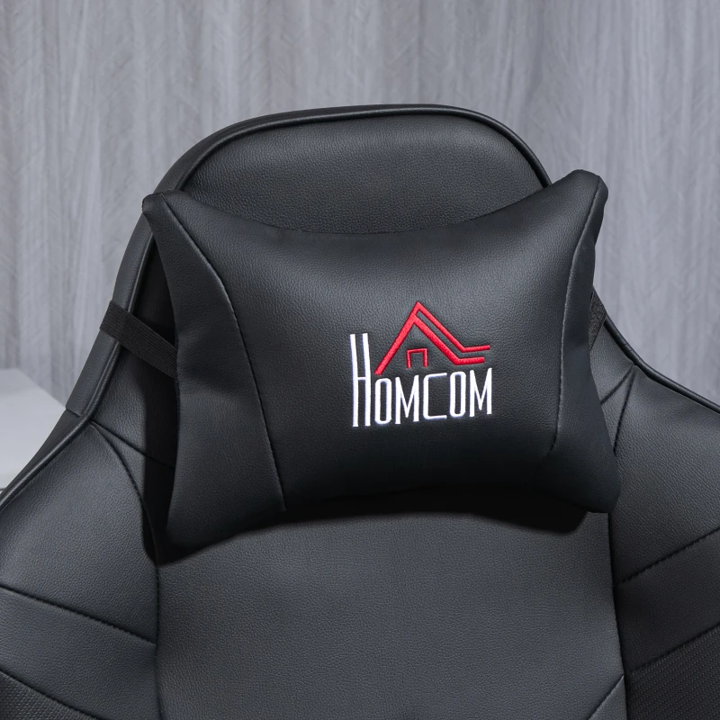 HOMCOM Loungestoelen Binnen Met Massagefunctie, Kantelbare Rugleuning, met Voetensteun, Zwart(m-7)