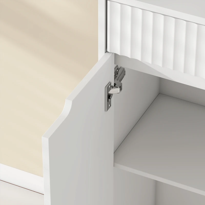 HOMCOM Meuble de salle de bain haut, 2 portes à fermeture douce, tiroir, 3 compartiments ouverts et étagères réglables, blanc