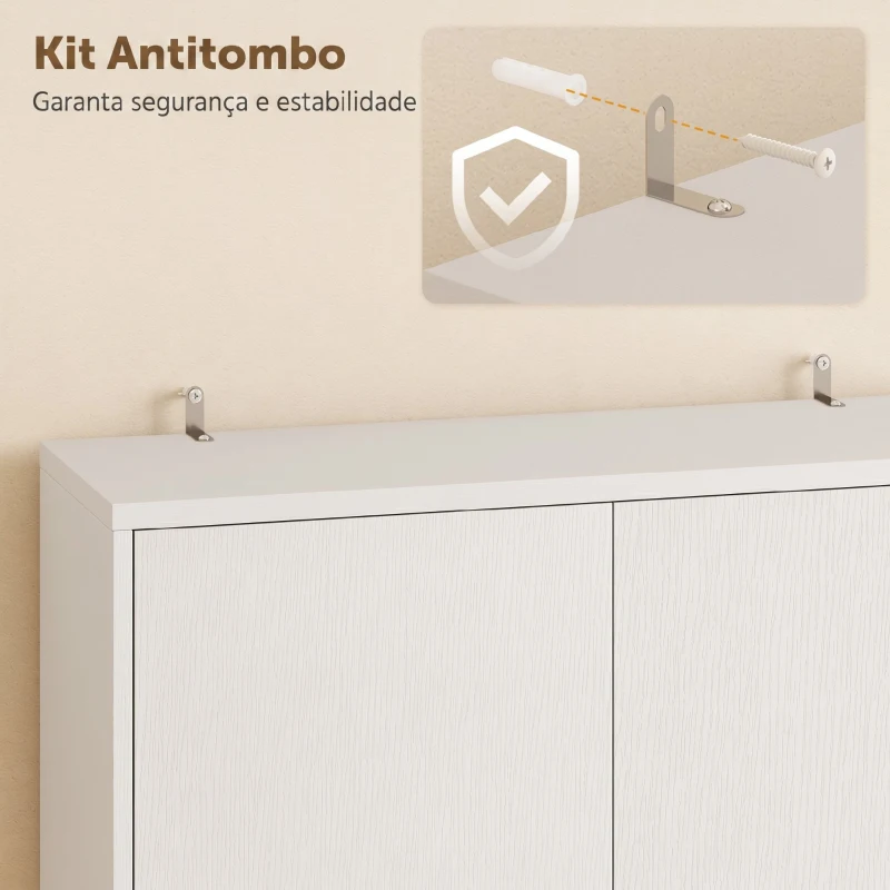 HOMCOM Móvel Auxiliar de Cozinha com Suporte para Micro-ondas 2 Gavetas 2 Portas e Painel Perfurado de Metal Branco