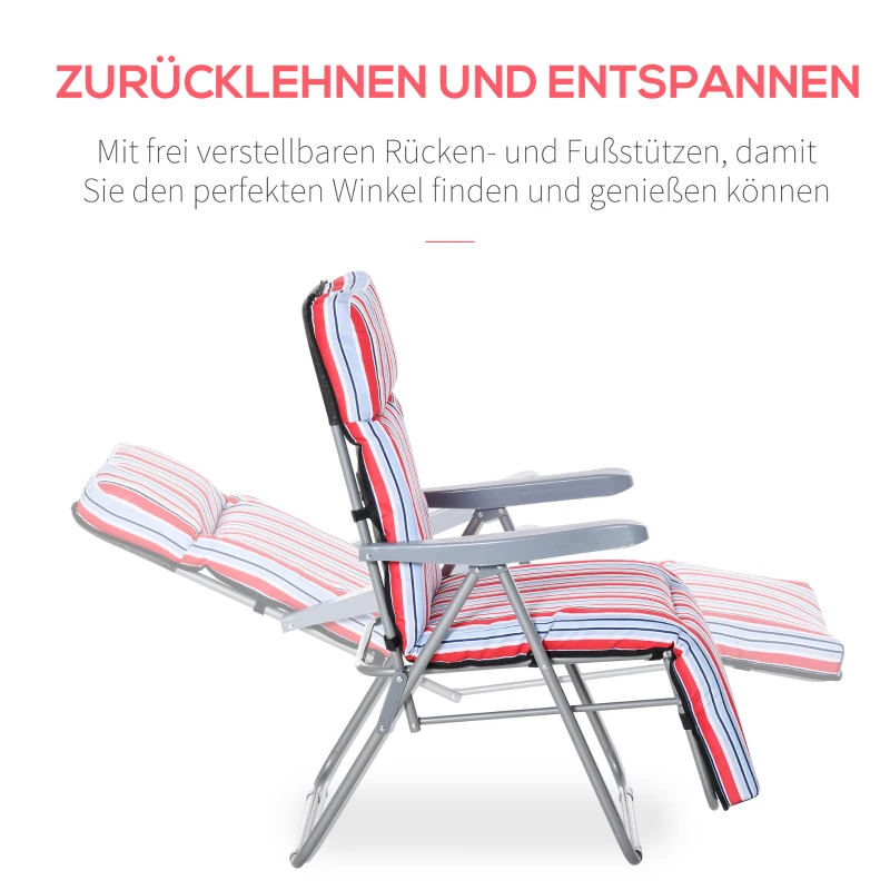 Outsunny ligstoel set met kussens opvouwbaar rood 60 x 75 x 65-102 cm